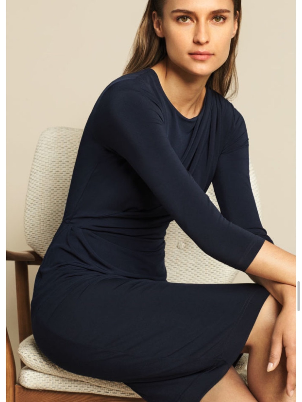 The Fold London Clifton Dress in Navy Jersey